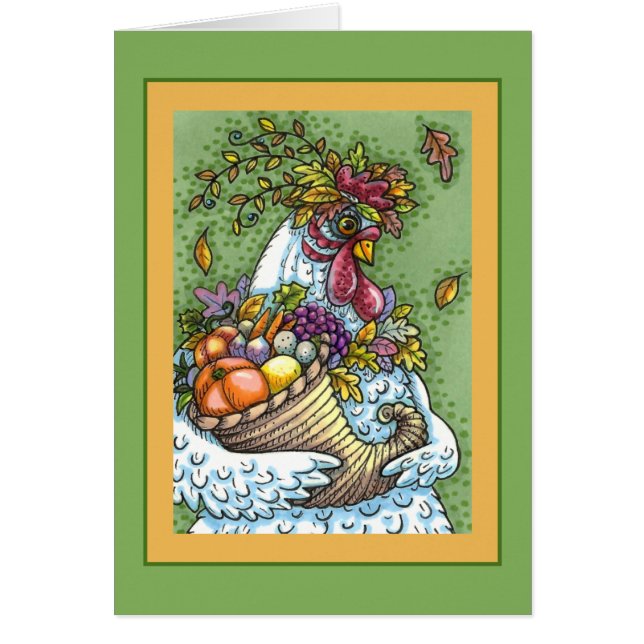 CORNUCOPIA HEN, THANKSGIVING CHICKEN HARVEST Blank (Front)