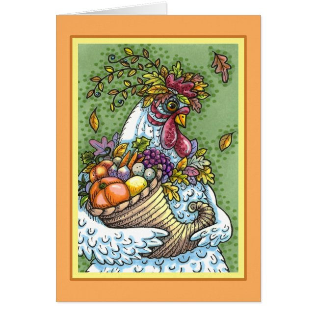 CORNUCOPIA HEN, THANKSGIVING CHICKEN HARVEST Blank (Front)