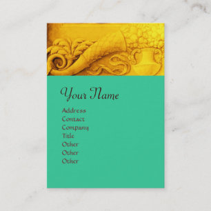 CORNUCOPIA  MONOGRAM , bright ,gold, yellow,green Business Card