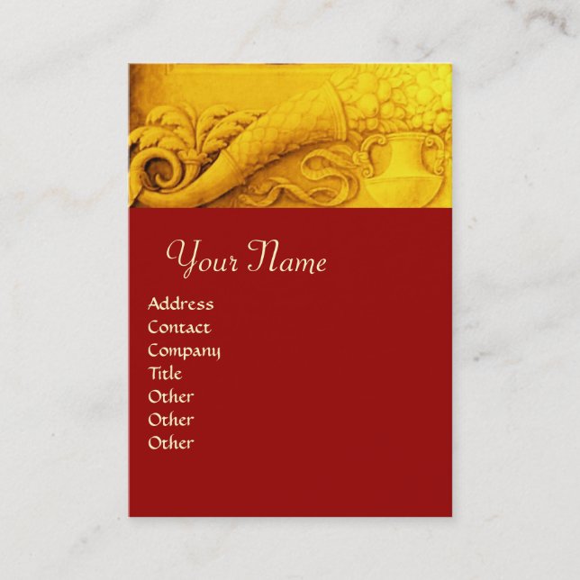 CORNUCOPIA  MONOGRAM , bright gold yellow ,red Business Card (Front)