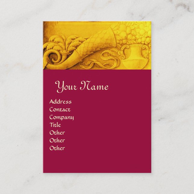 CORNUCOPIA  MONOGRAM ,bright gold yellow red Business Card (Front)