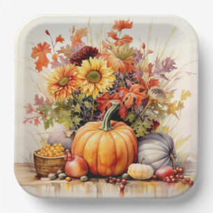 Cornucopia of Colors: Foliage and Florals Paper Plate