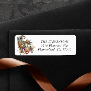 Cornucopia Sublimation   Plum Friendsgiving Dinner Return Address Label