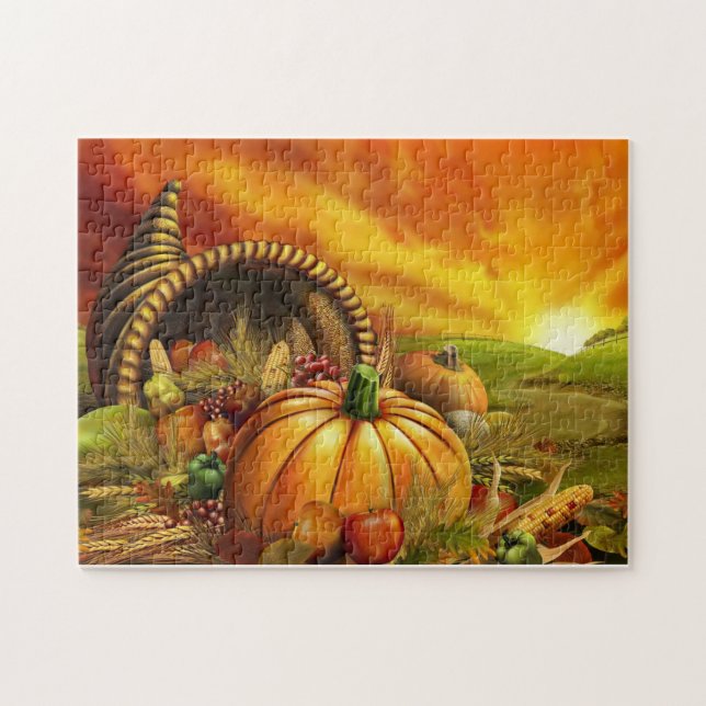 Cornucopia Thanksgiving Puzzle (Horizontal)