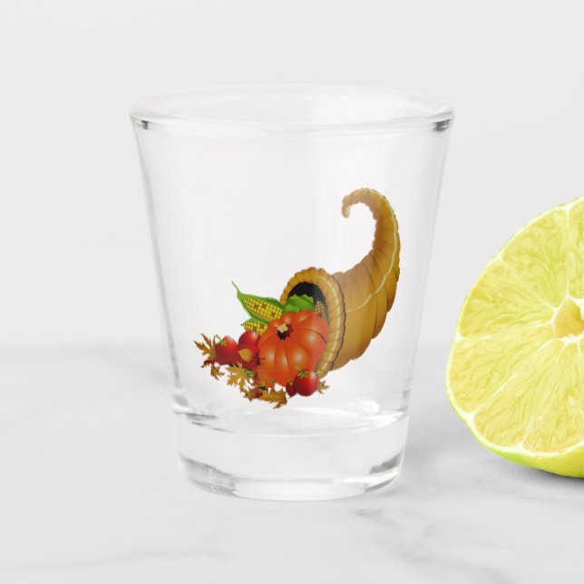 Cornucopia Thanksgiving Shot Glass (Front)