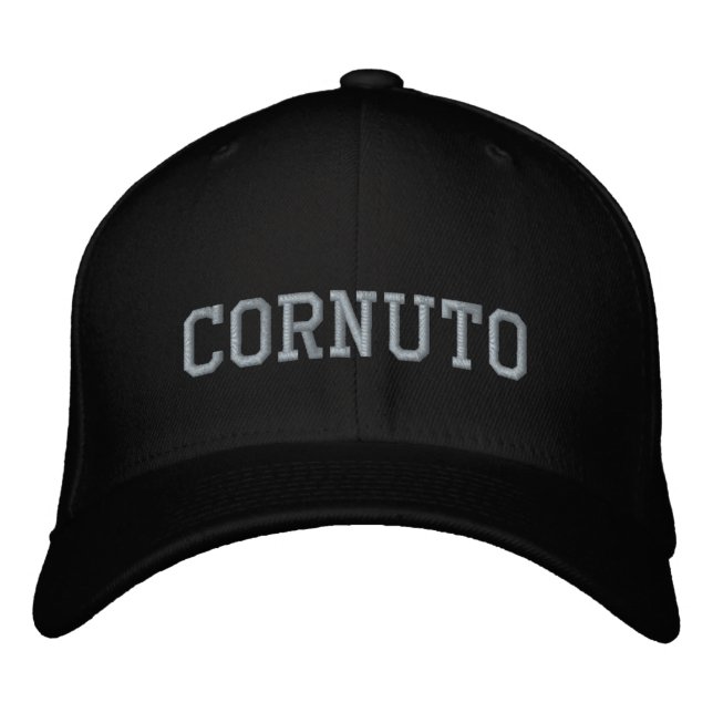 Cornuto Embroidered Cap: Fun Italian Gift for Men Embroidered Hat (Front)