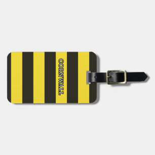 Cornwall Black and Gold Hoops Luggage Tag