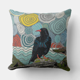 Cornwall chough cushion