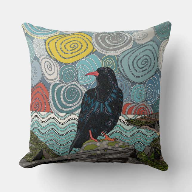 Cornwall chough cushion (Front)