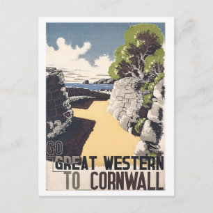 Cornwall, coast, England, vintage travel postcard