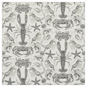 cornwall crustaceans damask black pearl fabric