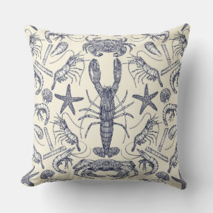 cornwall crustaceans damask blue pearl cushion