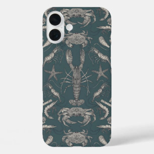 cornwall crustaceans damask dark apatite iPhone 16 plus case