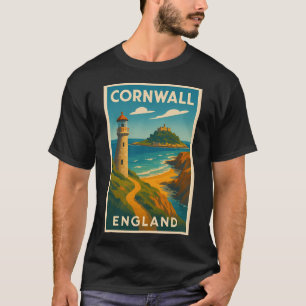 Cornwall England Retro Poster T-Shirt