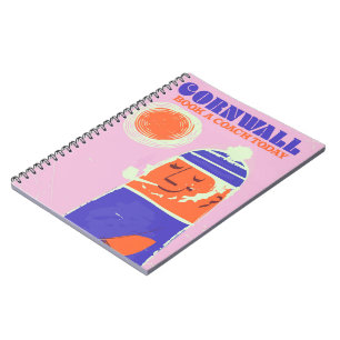 Cornwall fisherman vintage "take a coach" poster notebook