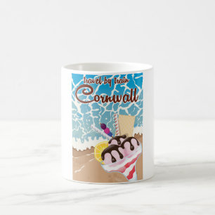 Cornwall ice cream cartoon travel poster coffee mug