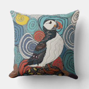 Cornwall puffin cushion