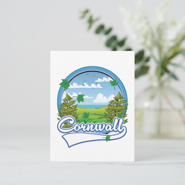 Cornwall Travel logo Holiday Postcard (Standing Front)