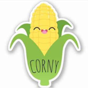 Corny Cute Corn on the Cob Foodie Sticker