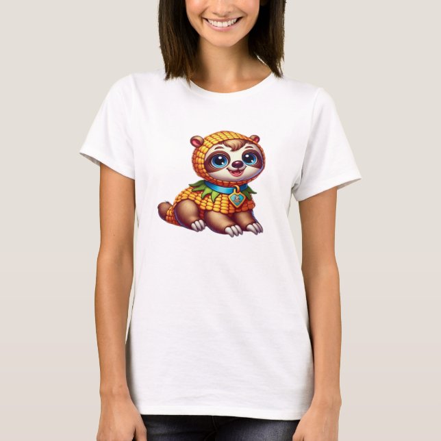Corny Cuteness Halloween�s Sweetest Sloth Oversize T-Shirt (Front)