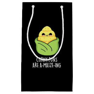 Corny Puns Are A-maize-ing Funny Corn Pun Dark BG Small Gift Bag