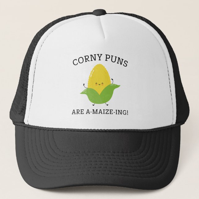 Corny Puns Trucker Hat (Front)