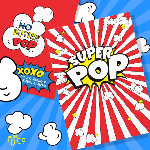 Corny SUPER POP! No Butter Pop! Popcorn Pun   Holiday Card