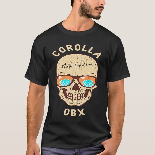 Corolla NC Summertime Vacationing Skull Sunglasses T-Shirt (Front)