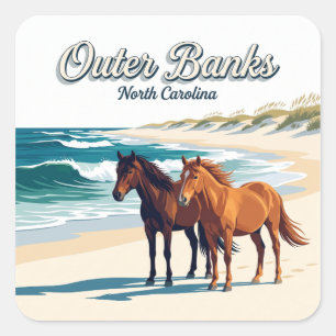 Corolla Wild Horse Beach North Carolina Square Sticker