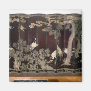 Coromandel screen depicting cranes magnet