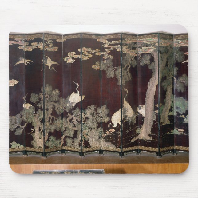 Coromandel screen depicting cranes mouse pad (Front)