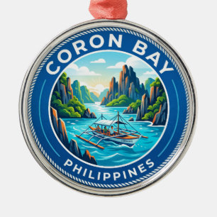 Coron Bay Philippines Metal Ornament