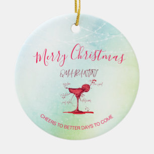 Corona Christmas Holiday Green Quarantini Martini Ceramic Ornament