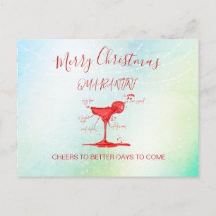 Corona Christmas Holiday Green Quarantini Martini Postcard