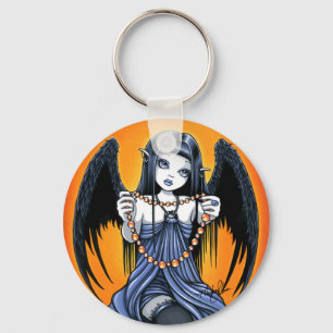 "Corona" Gothic Raven Winged Angel Art Keychain