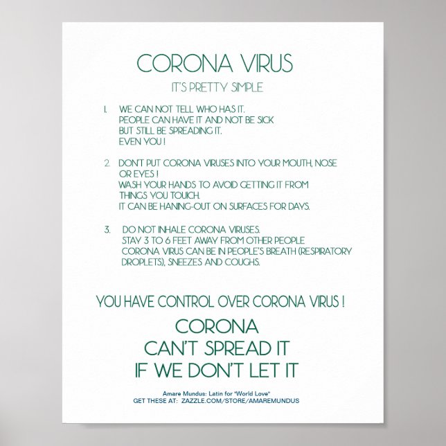 Corona Virus Fact sheet sign poster workplace (Front)