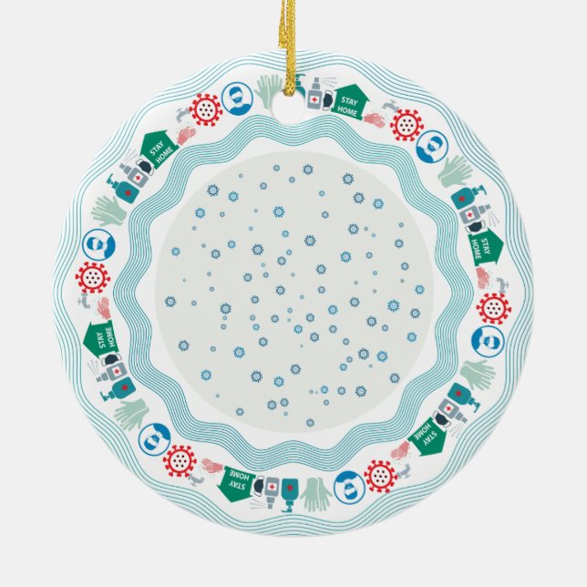 Corona Virus Pandemic World Ceramic Ornament (Back)