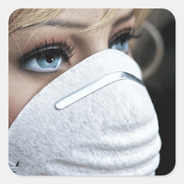Corona Virus Protective Mask Square Sticker (Front)
