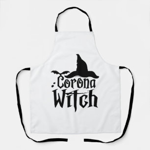Corona Witch Halloween , Funny Halloween , Apron