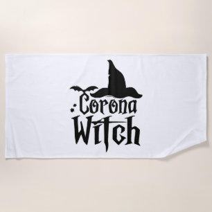 Corona Witch Halloween , Funny Halloween , Beach Towel