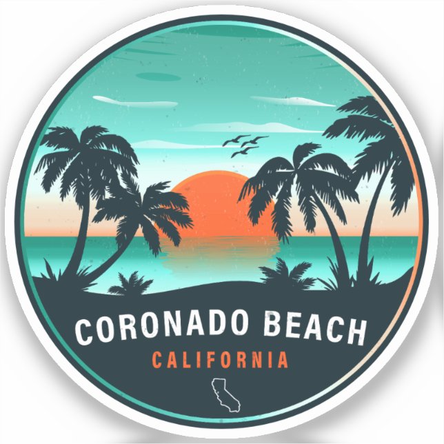 Coronado Beach California Retro Sunset Souvenirs (Front)