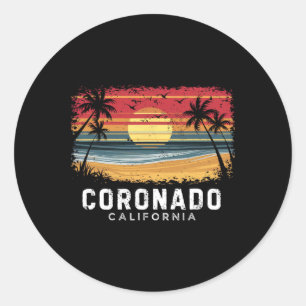Coronado Beach California Surfboard Beach Classic Round Sticker
