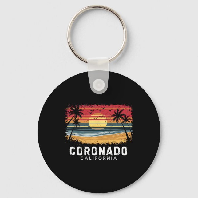 Coronado Beach California Surfboard Beach  Key Ring (Front)