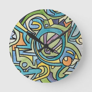 Coronado-Hand Painted Abstract Watercolor Art Round Clock