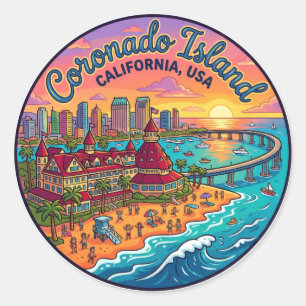 Coronado Island USA Classic Round Sticker