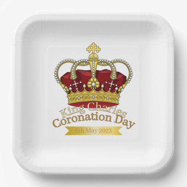 Coronation Day Crown Paper Plates (Front)