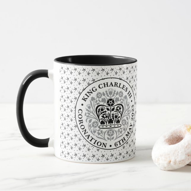 Coronation Emblem of King Charles III Mug (With Donut)