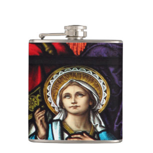 Coronation of Blessed Virgin Mary Stained Glass Hip Flask