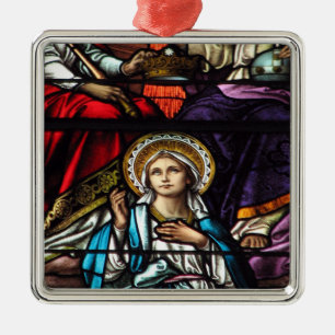 Coronation of Blessed Virgin Mary Stained Glass Metal Tree Decoration