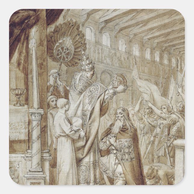 Coronation of Charlemagne Square Sticker (Front)